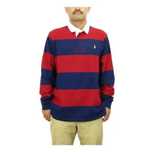 Camisa de Rugby Polo Ralph Lauren Manga Larga Personalizada Calce Ajustado a Rayas - Azul Marino/Rojo - - Imagen 1 de 2