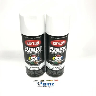 KRYLON 2730-2 PACK FLAT WHITE All-In-One Fusion Paint & Primer - No-Peel - 12 oz - Image 1 of 3