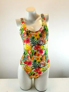 Forever 21 One Piece Swimsuit Small Tropical Multicolor Open Back Women's - Picture 1 of 4