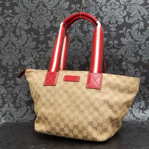 Bolso de Mano GUCCI GG Lona Línea Jerez Beige Rojo #64 Rise-on  - Imagen 1 de 12