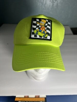Bart Simpson The Simpsons Skateboarding Neon Green Trucker Hat Mesh - Image 1 of 4