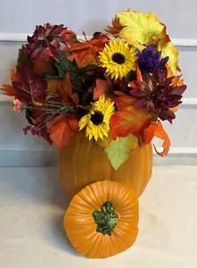 Fall Pumpkin Silk Flower Centerpiece Arrangement 16" x 12" x 12" - Picture 1 of 10