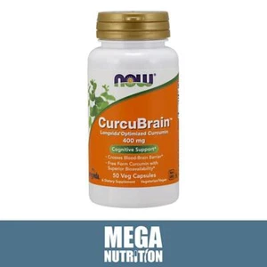 NOW Foods CurcuBrain Optimized Curcumin Cognitive Support 400mg 50 Veg Capsules - Picture 1 of 2