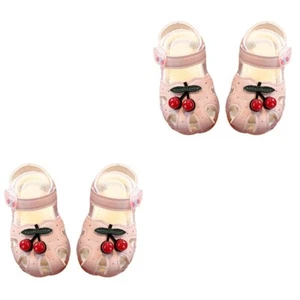 2 Pairs Kids Summer Sandals Cartoon Bottom Sandals Cherry Pattern Shoes - Picture 1 of 12
