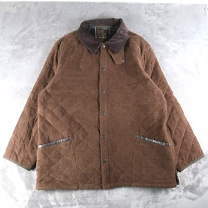 Barbour Jacket Mens Size 2XL XXL Liddesdale Moleskin Brown Quilted Chore Barn - Picture 1 of 21