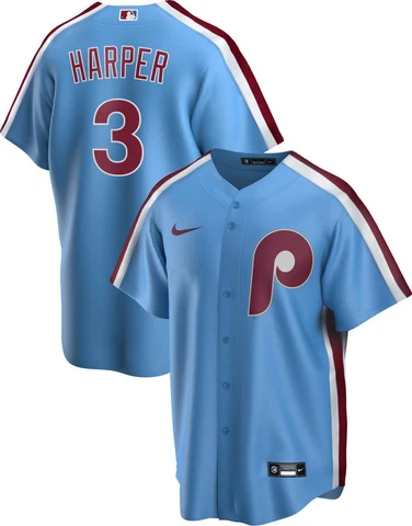 Philadelphia Phillies Bryce Harper #3 Nike Light Blue Retro Official MLB Jersey Cover