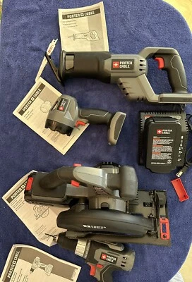 Porter-Cable 18V Drill Two Saws 3-Tool Combo Kit w/2 Battery Charger + Bag - Image 1 of 4