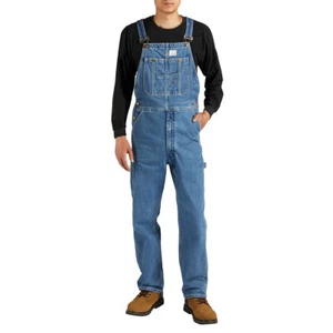 HISEA Men Denim Bib Overalls Relaxed Fit Workwear Jumpsuit Dungarees Tool Pocket - Picture 1 of 53
