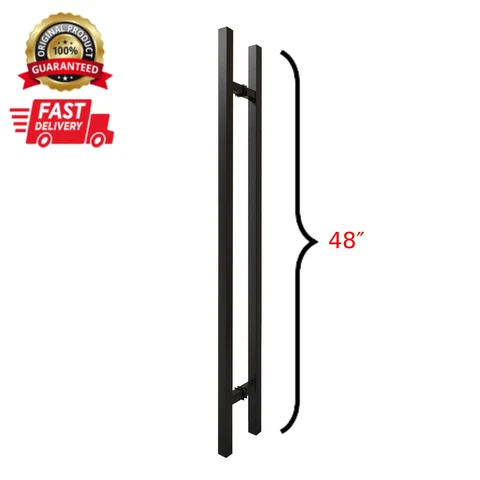 Door Pull, Entry Door Handle Square ‘H’ Type - 48″ Black Cover