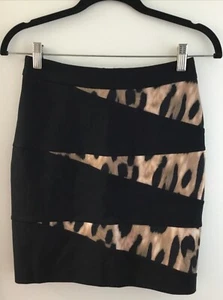 Marciano By Guess Bodycon Leopard Print Panelled Skirt Size 38/XS/UK 6 - Picture 1 of 5