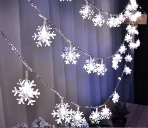 Snowflake Christmas LED Lights String Garland Christmas Decoration - Picture 1 of 2