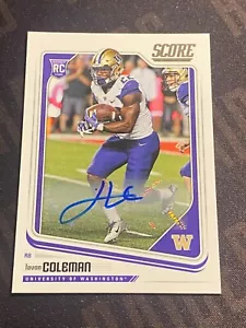 Lavon Coleman 2018 Panini Score Rookie Auto #434 RC Washington Huskies - Foto 1 di 2