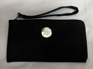 Joy Mangano Black Split Leather Wallet Wristlet RFID Protection - Picture 1 of 3