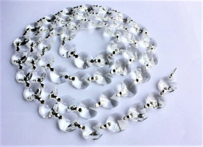 3 Ft.  Asfour 30% Lead Crystal~Silver Multi~Cut Chandelier Swag~Prism Chains - Image 1 of 4