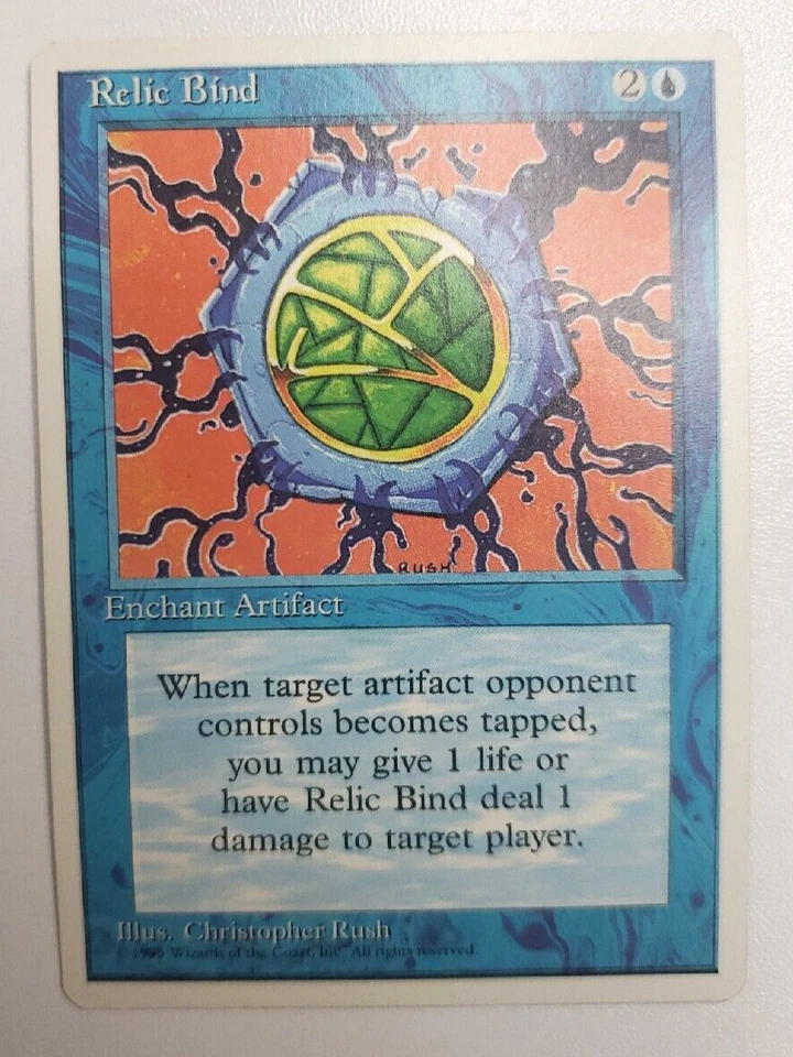 Relic Bind MTG 1995 Vintage Blue Enchant Artifact Card Magic the Gathering - Image 1 of 1