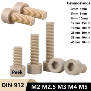 Zylinderschrauben DIN912 Innensechskant Isolierschrauben aus Nylon M2 M3 M4 M5 - Picture 1 of 74