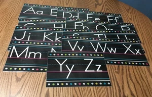 ALPHABET LETTER ABC WALL STRIP / BORDER / BLACK WITH WHITE LETTERS - Picture 1 of 5