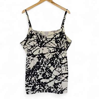Топ без рукавов Chicos размер 4/XXL черный цвета слоновой кости абстрактный принт удобный эластичный - Изображение 1 из 4