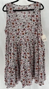 ANA Floral Dress Women XL Rust Blue Ivory Boho Hippie Girlcore Feminine Chic New - Picture 1 of 12