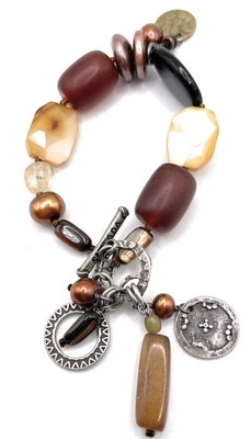 Pulsera SILPADA B1776 plata esterlina latón perla cuerno concha palanca Foto 1 de 4