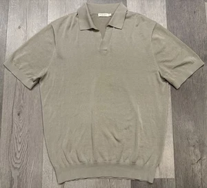 Suitsupply Men’s Tan Beige Silk/Cotton Buttonless Polo Shirt - XL - Picture 1 of 5