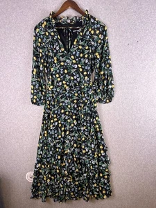 Karl Lagerfeld Paris Midi Dress Women 2 Multicolor Floral Ruffle Tiered Cocktail - Picture 1 of 14