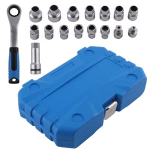 Go Through Socket Ratchet Set 10-24mm Pass Thru Kit with 3/8" 1/2" Adapters CRV - Picture 1 of 12
