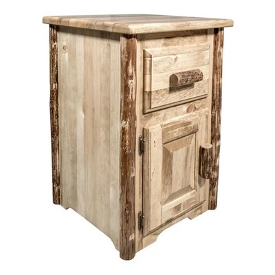 Montana Woodworks Glacier Country Wood End Table with Drawer and Door in Brown - Image 1 of 4