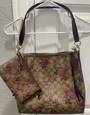 Bolso de Hombro Coach Mollie con Cartera Country Floral Marrón y Púrpura Foto 1 de 4