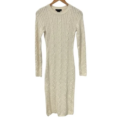 House of Harlow 1960 Mujer Manga Larga Perla Tejido con Cable Suéter Vestido XS Crema Foto 1 de 4