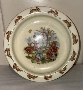 Bunnykins Royal Dalton Cereal Bowl Vintage Flying Kites Image - Picture 1 of 6