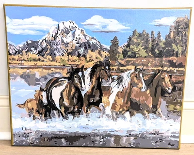 Paint by Number Horses Running Mountains "Coming Home" 20"x16" EUC - Image 1 of 4