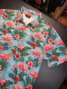 Yatta Flamingo Hawaiian Hibiscus Golf Polo Camicia Grande! Ottimo miglior affare - Foto 1 di 13