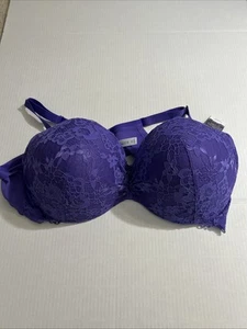 Lane Bryant CACIQUE Max Boost Plunge PUSH UP Bra Purple Flower Lace Size 50C NWT - Picture 1 of 7