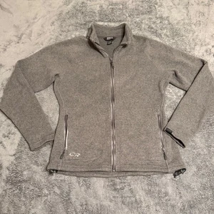 Chaqueta polar gris Outdoor Research para mujer cremallera completa logotipo bolsillos talla L - Imagen 1 de 8