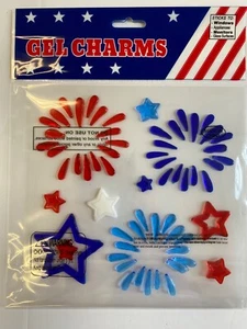 Patriotic Window Gel Clings red white blue stars fireworks 4th of July decor - Bild 1 von 1