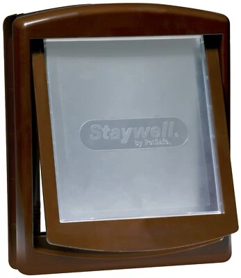 Staywell - Pet dog door / cat flap. Plastic cover. Original Brown Small / Medium - Image 1 of 2