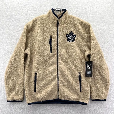New '47 Toronto Maple Leafs Sherpa Jacket Mens Medium Beige Full Zip Top NHL Cover