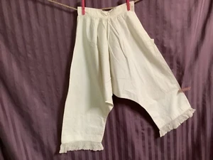ANTIQUE VICTORIAN EDWARDIAN PANTALOONS BLOOMERS UNDERGARMENT LACE PINTUCKS 23” W - Picture 1 of 10