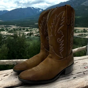 Dan Post Brown Leather Western Cowboy Boots Youth Size 4.5 US DPC3003 - Picture 1 of 11