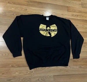 Vintage Y2K Wu-Tang Clan Black Gold Foil Graphic Logo Pullover Sweatshirt XL - Picture 1 of 10
