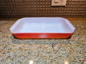 Vtg 60s 70s Fire King Anchor Hocking Casserole Baking Dish 1.5 Qt Red/Orange - Picture 1 of 2