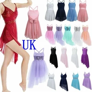 inhzoy Girls Lyrical Ballet Latin Dance Dress Gymnastics Mesh Leotard AU - Picture 1 of 130