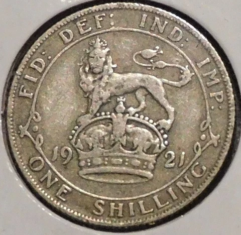 British Silver Shilling - 1921 - King George V Cover