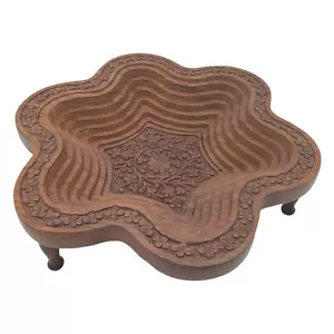 Wooden Handmade Hand Carved Collapsible Fruit Bowl - Picture 1 of 9