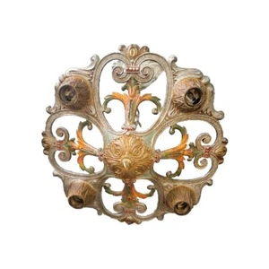 2~Antigua araña Art Deco 1923 colgante de 4 luces de metal fundido con tapa de techo - Imagen 1 de 6