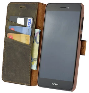 Funda De Cuero Para Huawei P8 Lite (2017) En Marrón Antiguo - Imagen 1 de 7