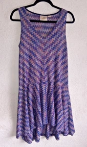 Maeve Anthropologie Multicolor Chevron Knit Hi Low Drop Waist Swing Dress Med - Picture 1 of 17