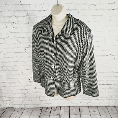 Blazer de Colección Sharon Young Negro Blanco Cuadros Contorneado Para Mujer Talla 12 Foto 1 de 4