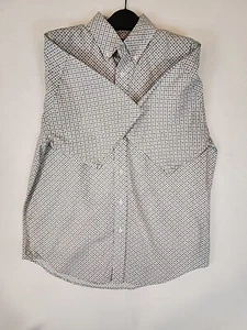 Panhandle Western Shirt Mens Size M Clovers Blue Button Down Short Sleeve Logo - Picture 1 of 8